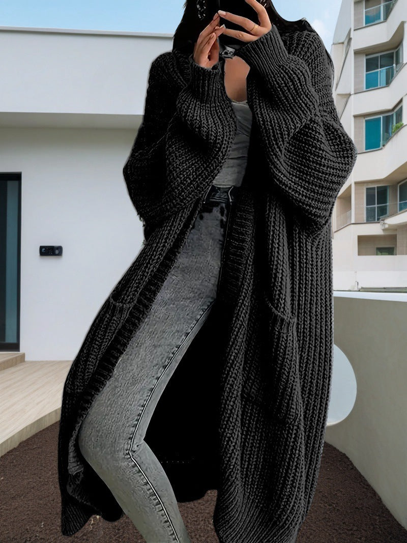 Autumn And Winter Lazy Style Long Cardigan Sweater For Women, Loose And Versatile, Long Sleeve Knitted Cardigan.